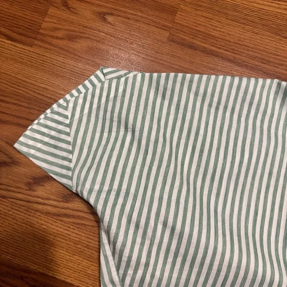 Zero + Maria Cornejo Aissa Long Green Stripe Dress Size 6